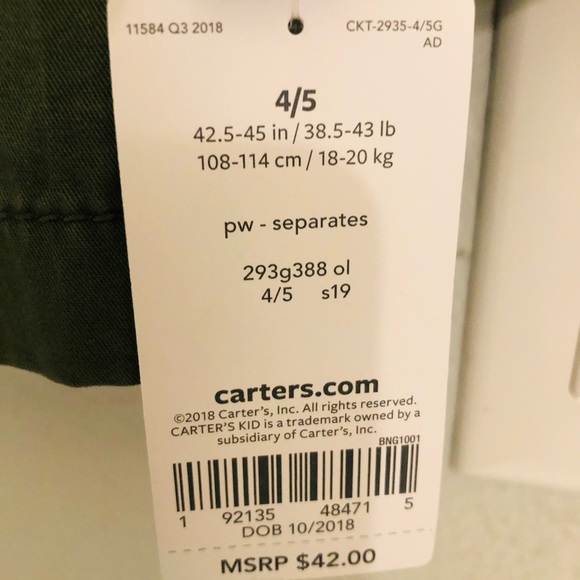 COPY - CARTERS  Green Army utility jacket. Sz. 4/5 - Picture 6 of 6